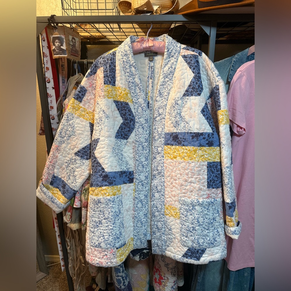 Style & Co. Blue and Yellow Patchwork Jacket